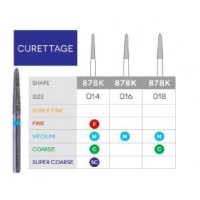 3D Dental Curettage (Gingival), Diamond, Bur, Coarse 878K-014C 10/Pk